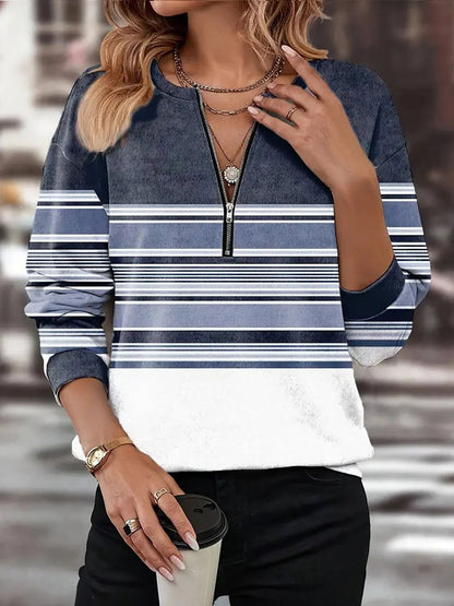 【S-3XL】Damska bluza z długim rękawem i blokami kolorów, kolekcja jesień/zima 2026