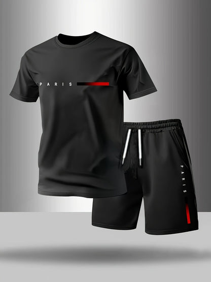 🔥 【S-2XL】 Pánská letní sportovní sada ze 2 dílů - pohodlné tričko s krátkým rukávem a kraťasy na každodenní nošení i doma