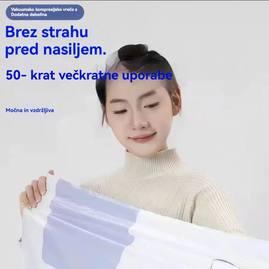 🧳【5-delni komplet 27 evrov】💨 Velika, stisljiva vakuumska vrečka za shranjevanje: črpalka ni potrebna, neprepustna in idealna za prihranek prostora v kovčkih in doma ✈️