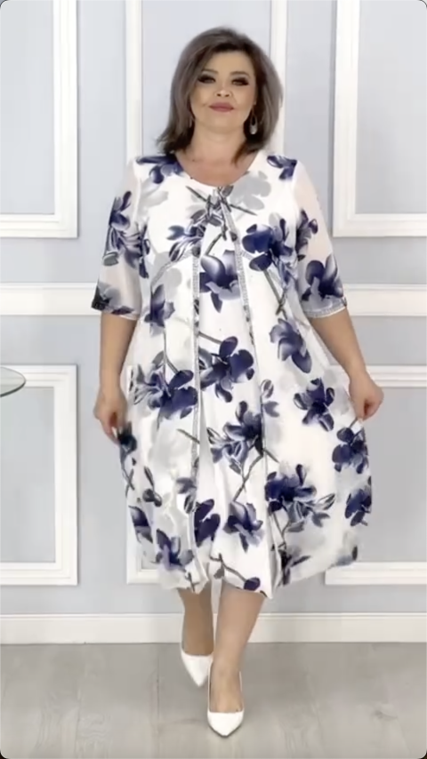 👗【S-5XL】Nowa sukienka z nadrukiem w dużych rozmiarach z 2025 r., elegancki styl, odpowiednia do noszenia na co dzień i na imprezy.