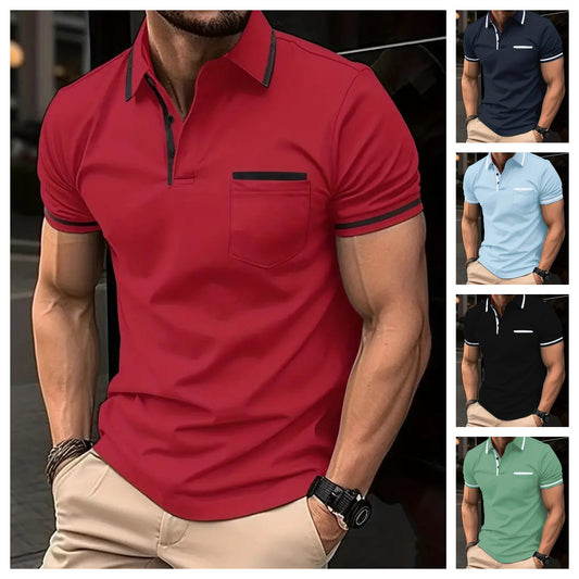 🔥🔥 【S-3XL】 Pánske letné polo tričko 2024 s vreckom na gombíky, športové polo tričko z čistej bavlny 
