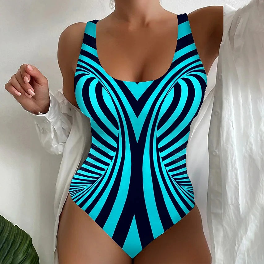 【😍S~6XL】Seksowny, jednoczęściowy kostium kąpielowy w paski