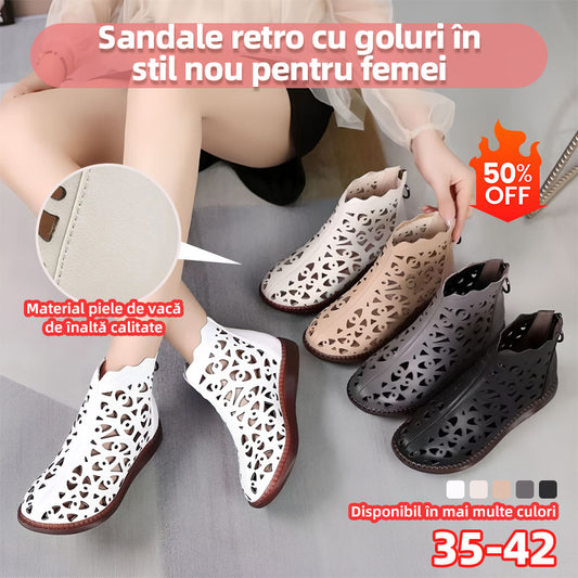👡【35-42】2025 Nowe miękkie skórzane wydrążone płaskie buty casualowe