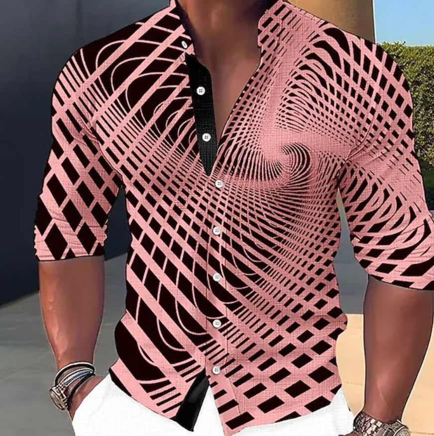 👔【S-6XL】 3D geometrikus mintás férfi ing