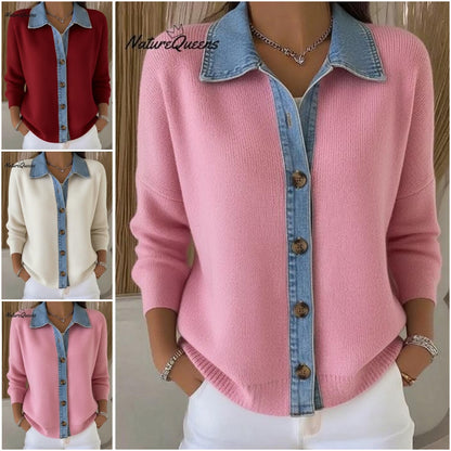 🔥【S-3XL】Nový džínsový patchworkový kardigan z roku 2025