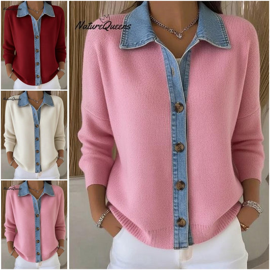 🔥【S-3XL】Nový džínsový patchworkový kardigan z roku 2025