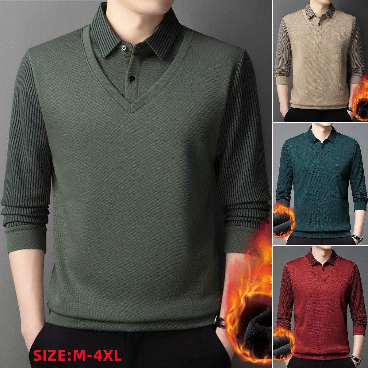 🔥【Promocja na czas ograniczony - 50%】👔 Męski zestaw dwóch części z sztucznego pluszu, z ciepłą podszewką 3806469