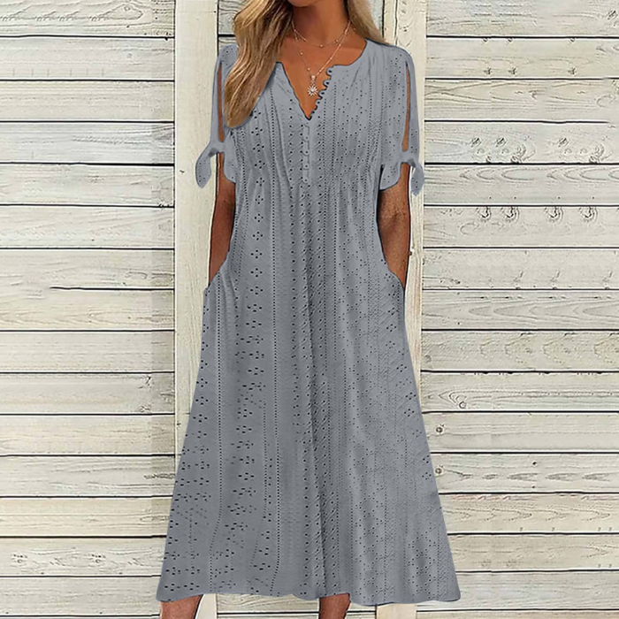 【🏆Najpredávanejšie produkty】👗Jednoduché a jemné jednofarebné šaty 