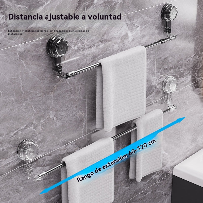 【Compra 1 y llévate 1 gratis】🚿✨ Barra de toalla con ventosa ajustable: no requiere perforar, no daña y tiene un agarre cómodo.