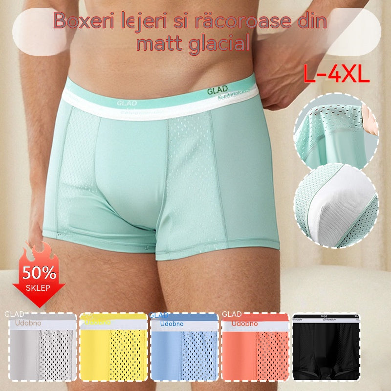 【6 parov spodnjega perila】【L-4XL】Dihalne in antibakterijske boksarice iz ledene svile za moške [40-140 kg]