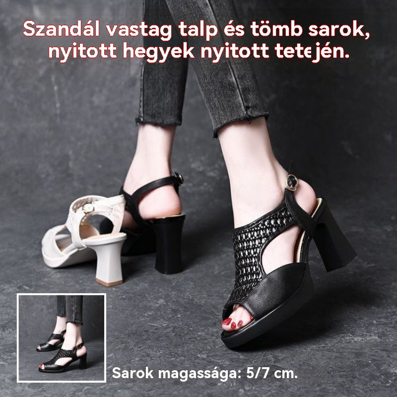 🔥【45% KEDVEZMÉNY】🔥【35–40 méret】👡 Nyári női szandál – nyitott orrú, platformos, kényelmes közepes sarokkal (5–7 cm)