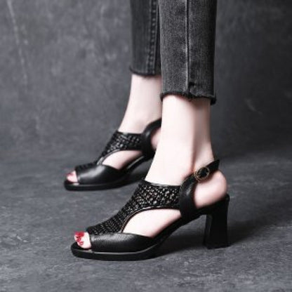 🔥【45% KEDVEZMÉNY】🔥【35–40 méret】👡 Nyári női szandál – nyitott orrú, platformos, kényelmes közepes sarokkal (5–7 cm)