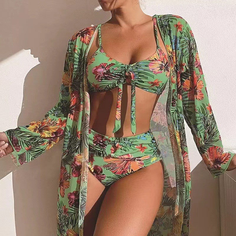 🏖【S-3XL】【3dílná sada】Letní tištěné třídílné plavky, zvýrazňují eleganci