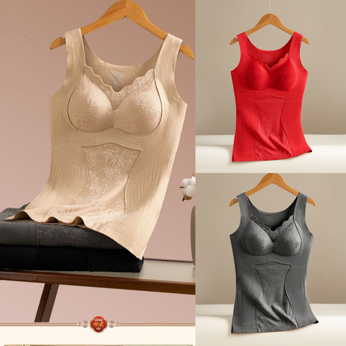 🔥【Zestaw 3 sztuk】❤️【40-100 kg】Biustonosz z koronką z puchu gęsiego na jesień/zimę, z pięknym wzorem na plecach, unosi i podtrzymuje piersi, zapobiega ich opadaniu✅