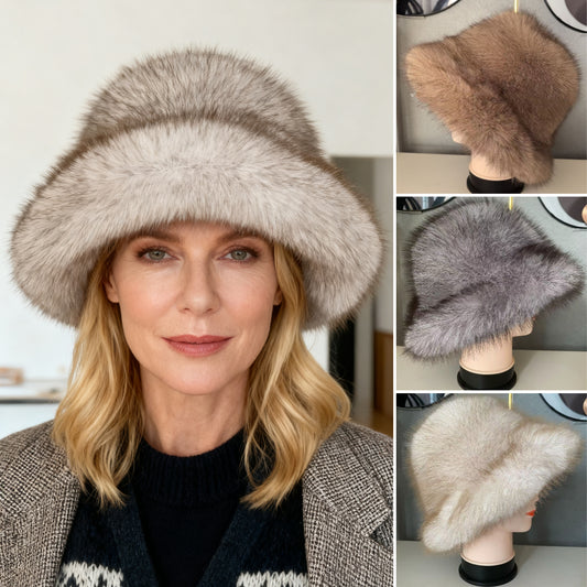 【Kúp 1 a 1 zadarmo】🧣❄️ (Eko-šetrná kožušina) Dámska jesenná a zimná teplá čiapka z líšky s veľkým okrajom