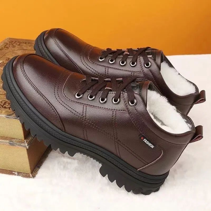 🔥Ograniczona czasowo zniżka 50%🔥【39-44】Nowość Zimowe, ciepłe, męskie skórzane buty z grubą podeszwą