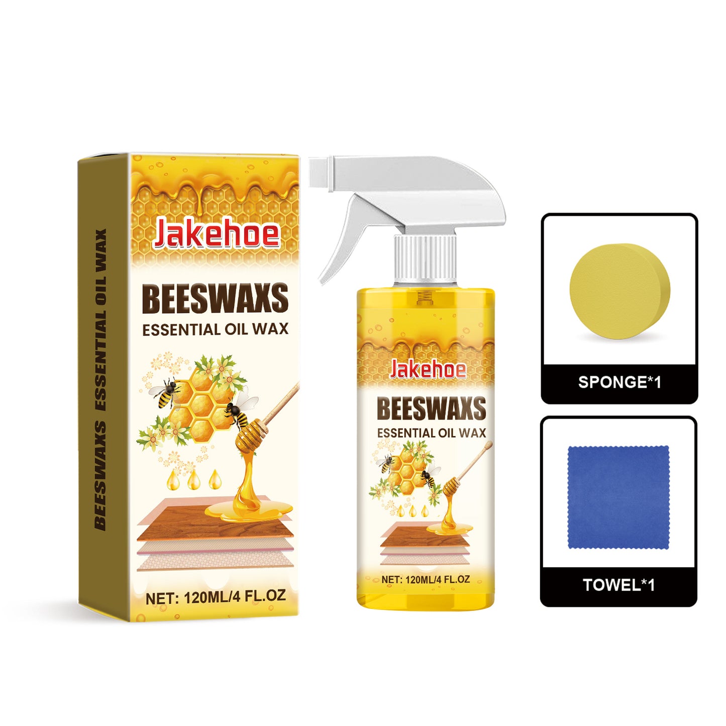 120 ml-es fa polírozó spray (szivaccsal és kendővel) bútorok ápolására, repedések megelőzésére és a festék védelmére.