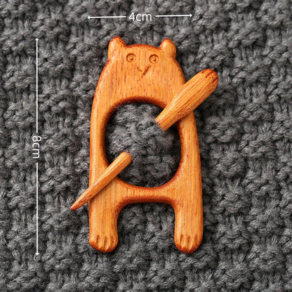 🎁(1 juego de 3)Broche de madera con forma de animal para regalar