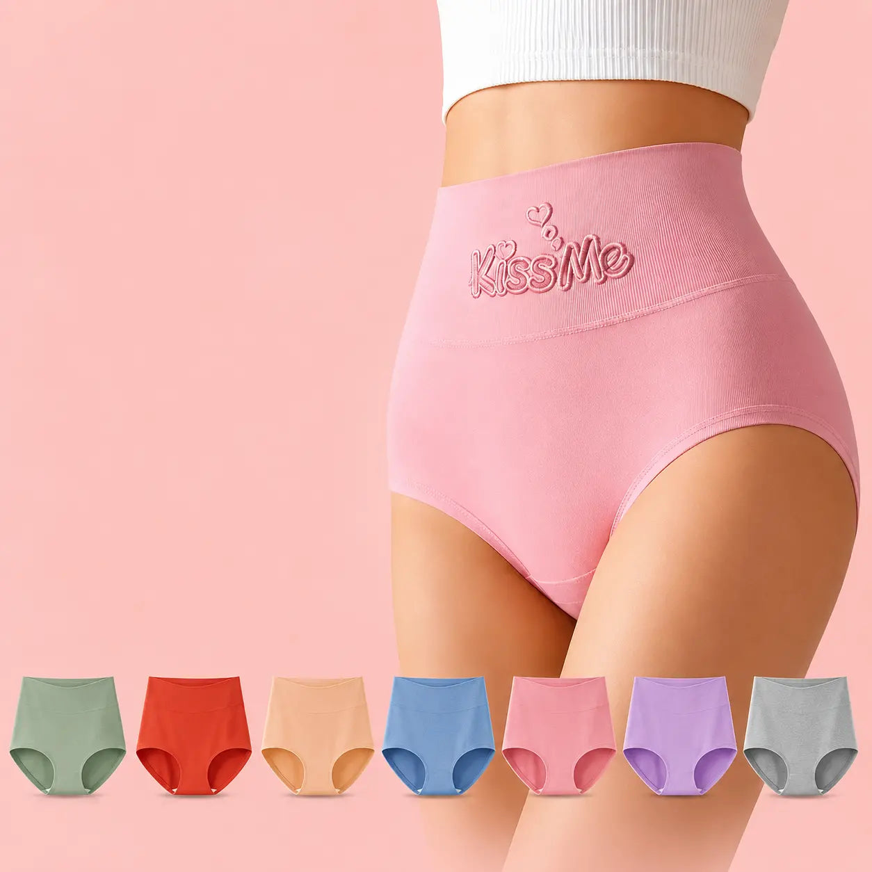 💖【Vásárolj egyet, kapsz egyet ingyen】 - 【6 darabos szett】 Magas derekú, csípőemelő alakformáló alsónemű, prémium pamutanyagból✨️ (45-105 kg)