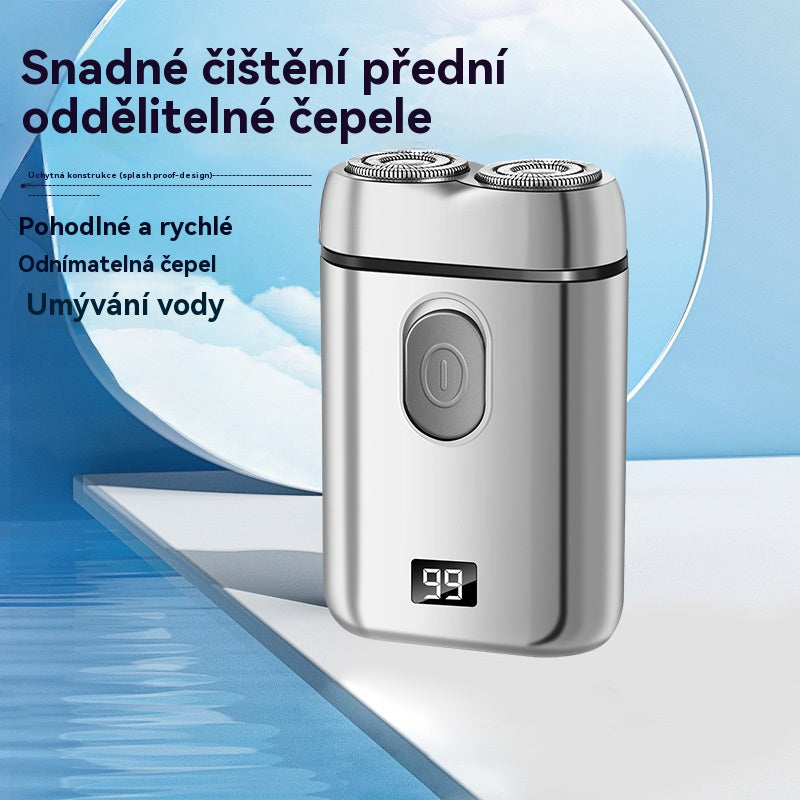 🧡Mini přenosný elektrický holicí strojek s magnetickou a vodotěsnou dvojitou hlavou