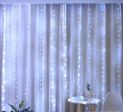 【3*3m】💡✨Cortinas de luces LED, luces decorativas ambientales con control remoto USB, decoración navideña para el dormitorio