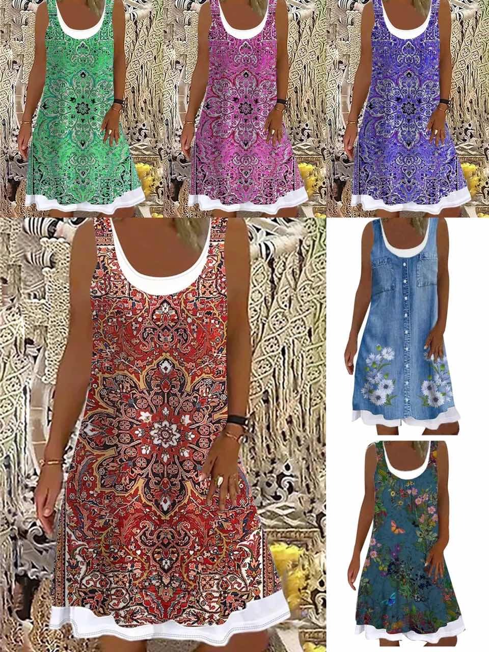 👗💖 【S-5XL】Nové dámské šaty velké velikosti s retro potiskem z roku 2026