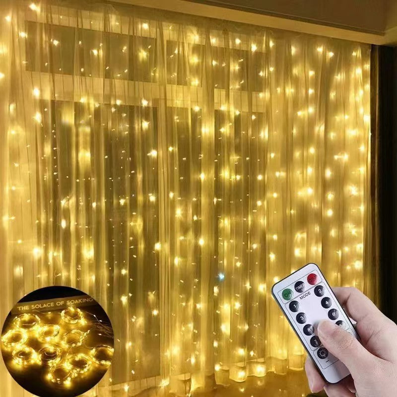 【3*3m】💡✨Cortinas de luces LED, luces decorativas ambientales con control remoto USB, decoración navideña para el dormitorio