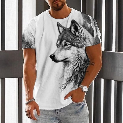 (Za pobraniem)【S-6XL】Modny letni męski T-shirt z nadrukiem Wolf King