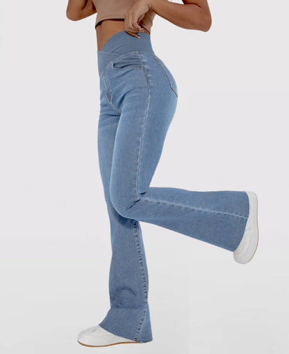 👖Sleva 50 % na omezenou dobu【XS-4XL】✨ Džíny s vysokým pasem a elastickým materiálem, přiléhavé, tvarující postavu, pohodlné a prodyšné