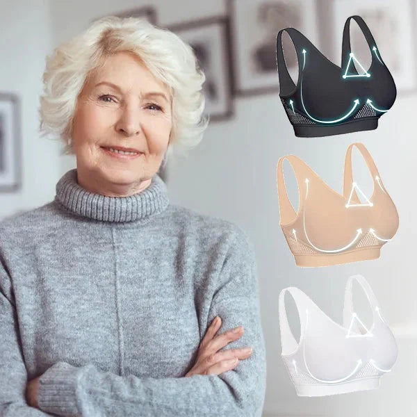 💕💕【Sada 3 kusů】Dámská vysoce elastická a prodyšná podprsenka, elegantní a vyzrálý styl ❤️【40–120 kg】