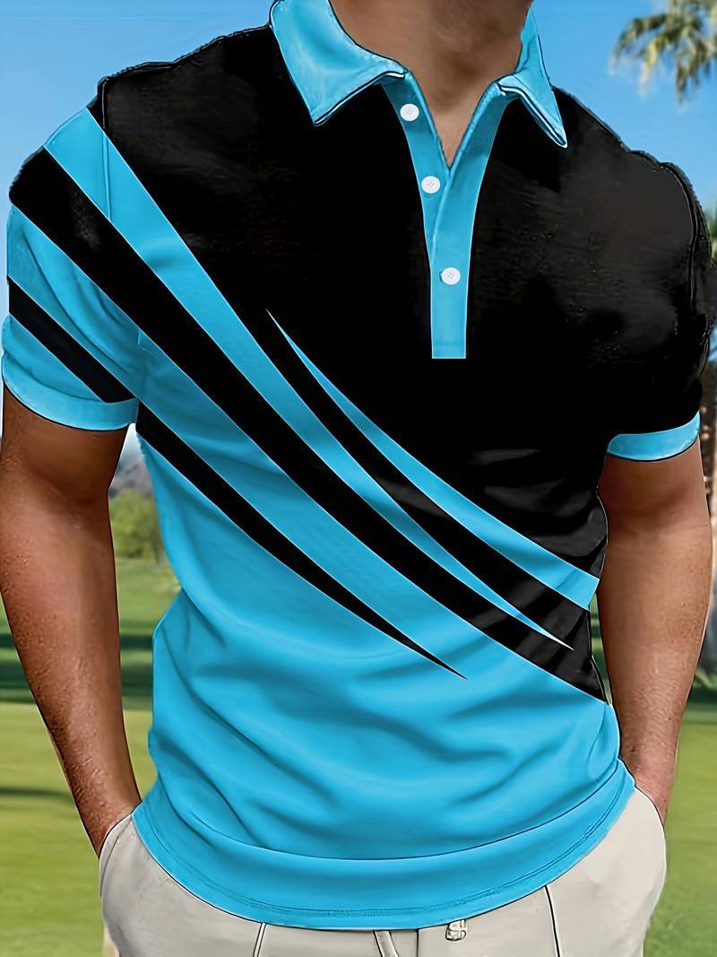 🔥 Męska nowa letnia koszulka POLO w paski z nadrukiem 3D [ S-6XL ]