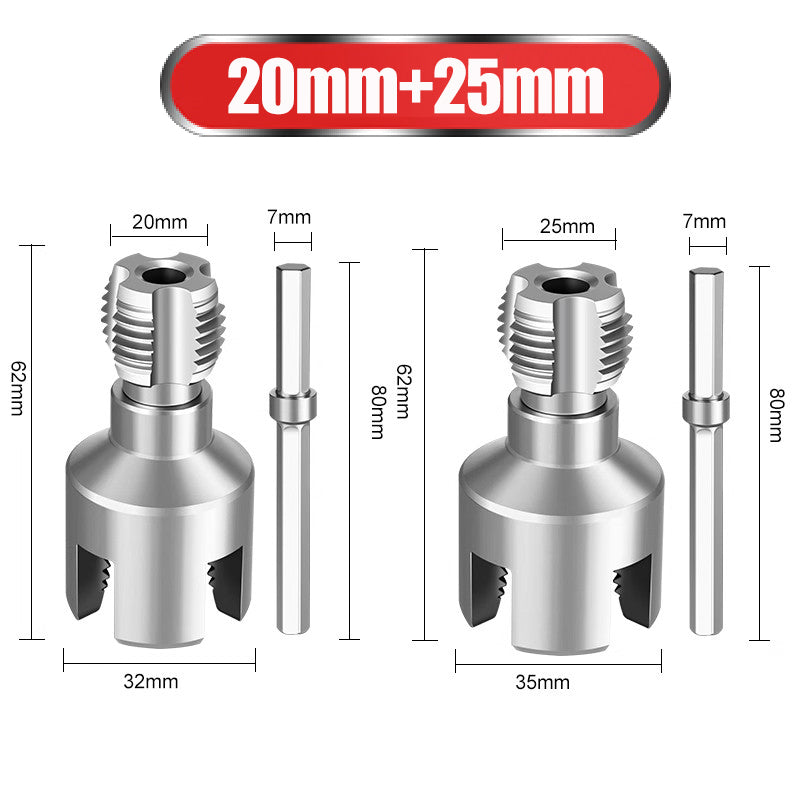 ✔️20mm+25mm🛠️ Burghiu de tip nou, cu deschizător de filete integrat pentru țevi de apă, atât interne, cât și externe (aplicabil pentru PPR, PEPVC)