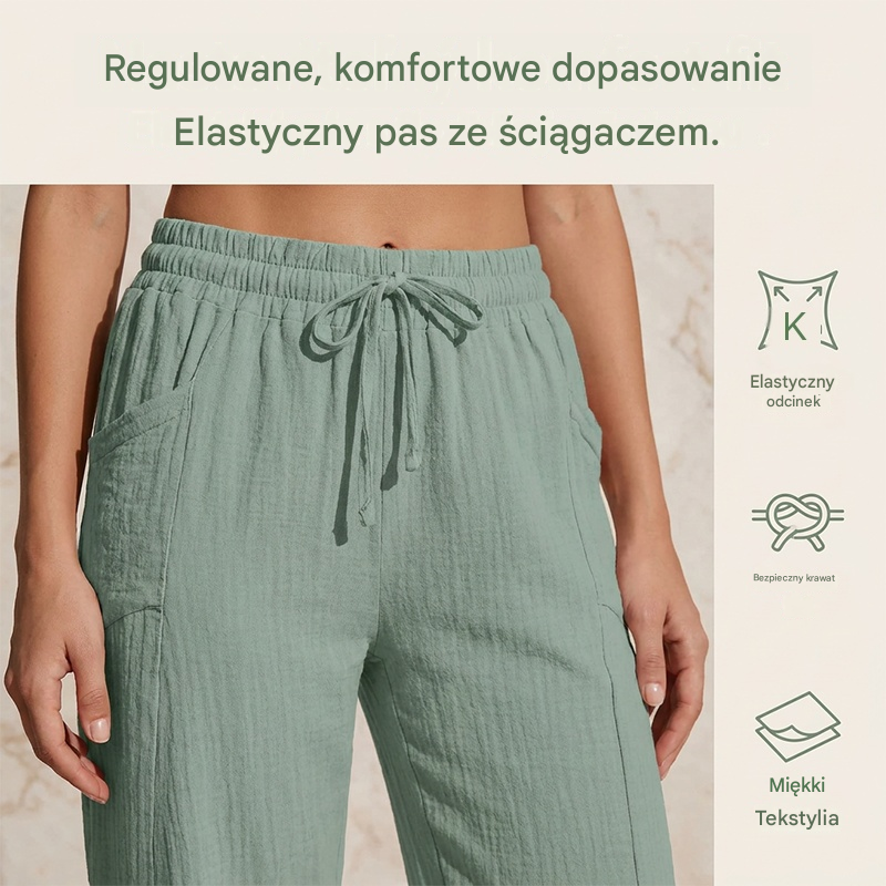 🌸【40-100 kg】Damskie spodnie capri w jednolitym kolorze, mieszanka bawełny