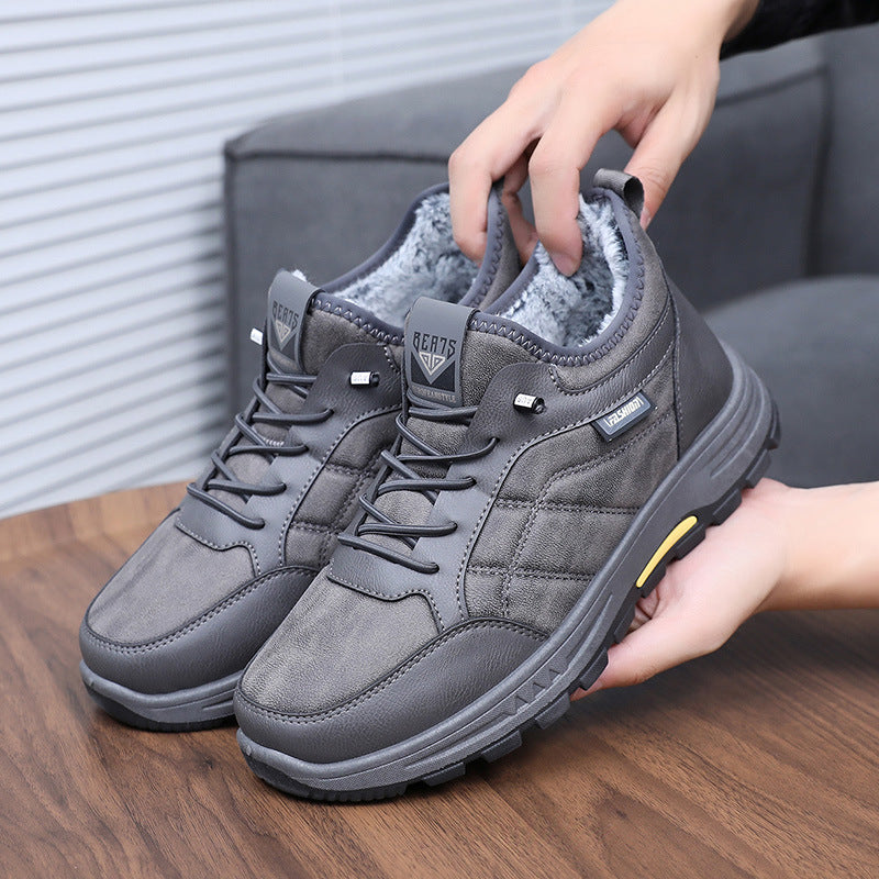 🔥🔥 【39-44】Botas cálidas de algodón para hombre, forro polar grueso, suela suave antideslizante
