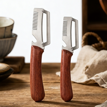 ✅Kup 1, a 1 dostaniesz gratis (2 produkty) 🧅🔪 Wielofunkcyjny obierak kuchenny 3 w 1: obiera, kroi i otwiera butelki! 🔥