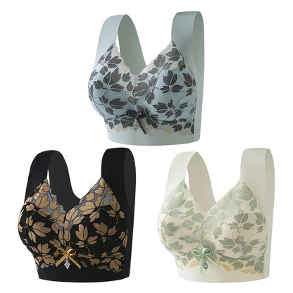 【3/6 db】M-4XL Plus Méretű Csipkés Melltartó, Acélgyűrű Nélkül, Luxus Gyönyörű Hátrész, Szexi Légáteresztő, Varratmentes Melltartó【40~100kg】