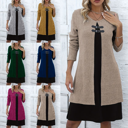 🔥💃【Año Nuevo 2026】✨✨(S-3XL) Nuevo y elegante vestido de invierno con bloques de color