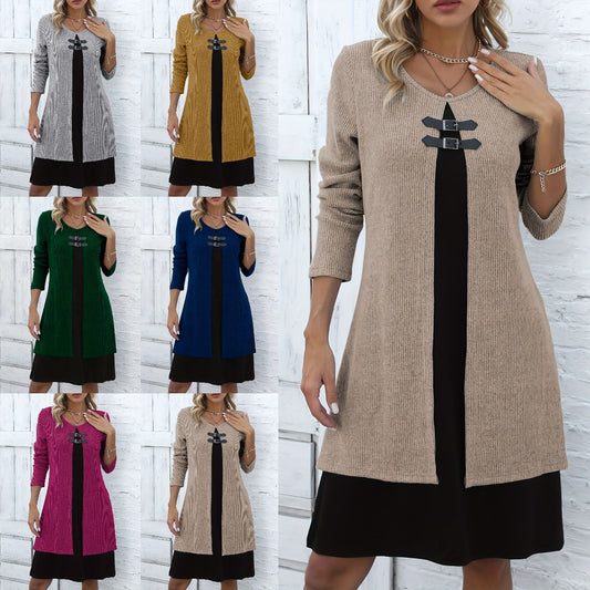 🔥💃【Año Nuevo 2026】✨✨(S-3XL) Nuevo y elegante vestido de invierno con bloques de color