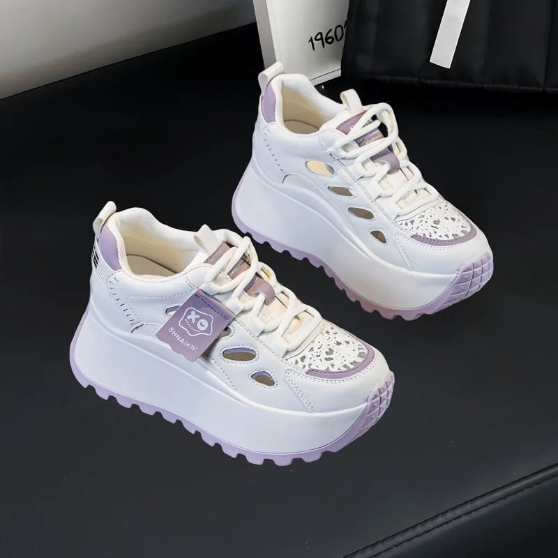 👟【35-40】 Nyári alkalmi cipők – Légáteresztő, perforált kialakítás vastag talppal; stílusos és modern, lélegző és kényelmes.