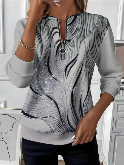 🔥【Gorący produkt!】(S-5XL)Swobodna bluza z kapturem i nadrukiem, zapinana na zamek