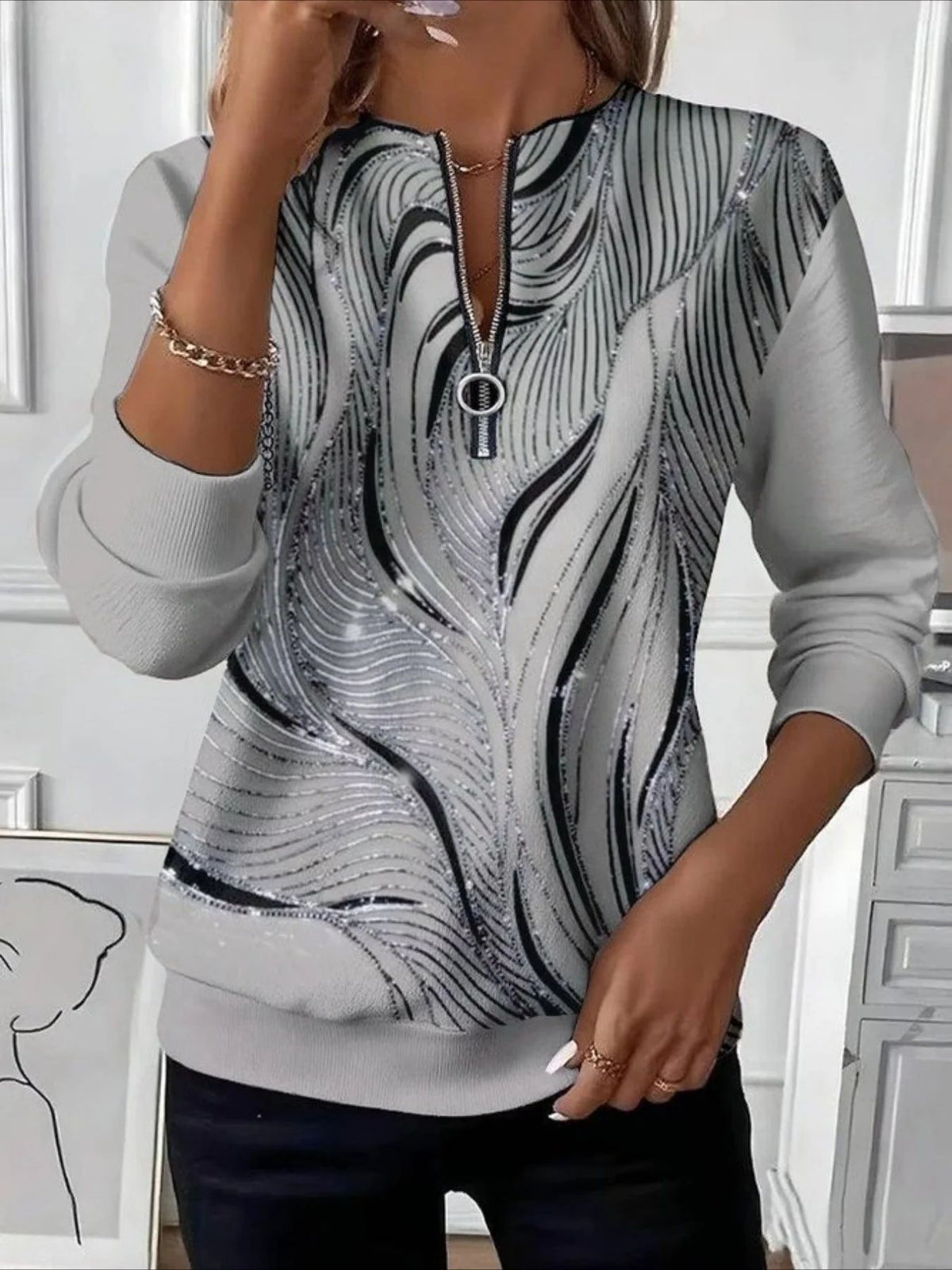 🔥【¡Más vendido!】(S-5XL)Top informal con cremallera para mujer (S-5XL)