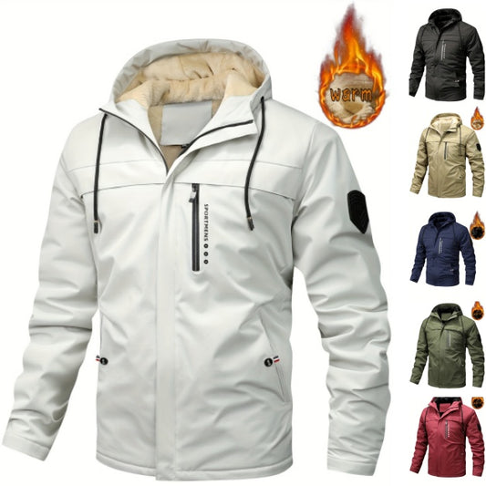 🎉【XS-XL】💁‍♂️Pánska teplá fleecová bunda s kapucňou Outdoor Winter Jacket Nepremokavá bunda