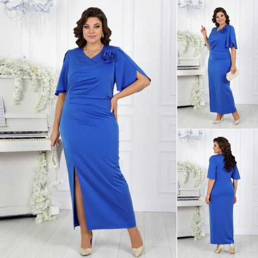 【S~5XL】Nové elegantné modré šaty 