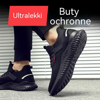 【36-46】Odporne na uderzenia i przebicia stalowe noski, lekkie, antypoślizgowe, odporne na zużycie buty robocze/obuwie ochronne Flyknit