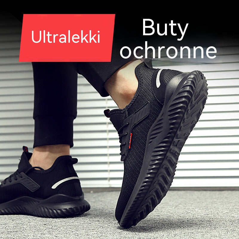 【36-46】Odporne na uderzenia i przebicia stalowe noski, lekkie, antypoślizgowe, odporne na zużycie buty robocze/obuwie ochronne Flyknit