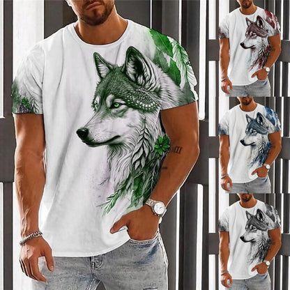 【2XS-6XL】👕👕 Wolf Print férfi póló