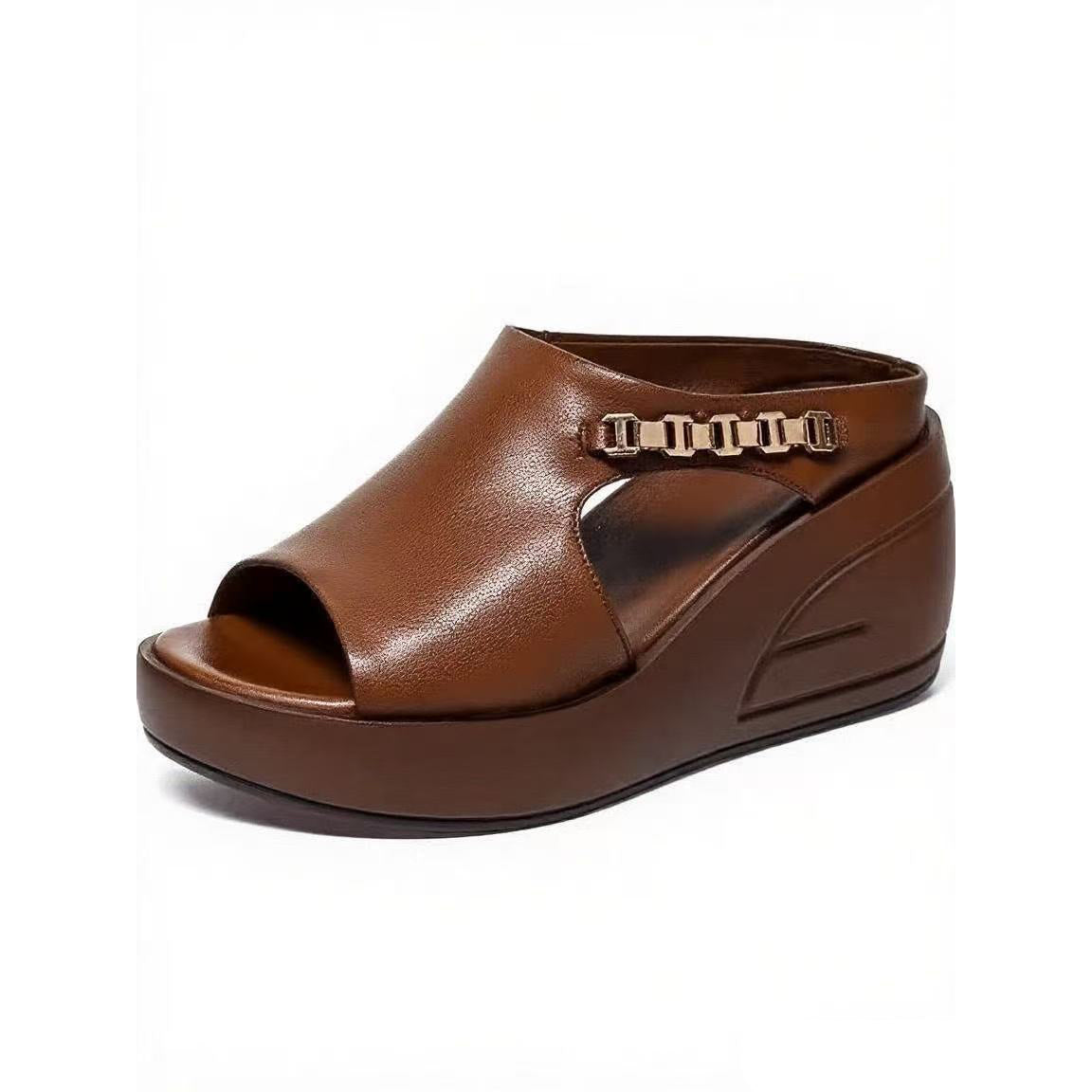 💥【35-42】👡Sandale cu platformă din piele naturală la modă