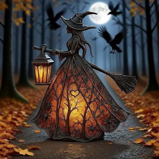 🧙‍‍♀️Lámpara de bruja de Halloween, decoración de linterna gótica aterradora, figura decorativa única para lámpara de mesa, luz de noche con patas, adecuada para el hogar, porche, oficina, decoración de fiesta, se puede usar como Halloween y regalo.