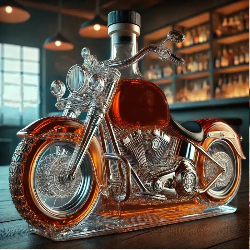 🏍️🥃Botella de vidrio creativa, interesante botella de whisky, botella de vidrio estilo motocicleta.