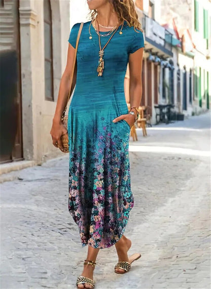 👗【S-3XL】 Nowa sukienka z kieszeniami z nadrukiem 2024